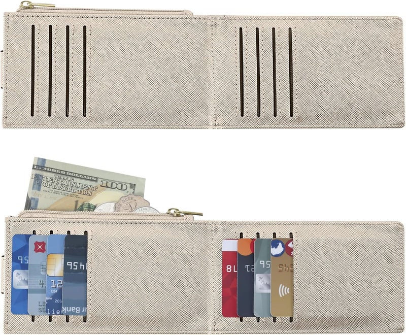 Chelmon Womens Wallet Slim RFID Blocking Bifold Multi Card Case Wallet with Zipper Pocket (Silver Gold) - Image 4